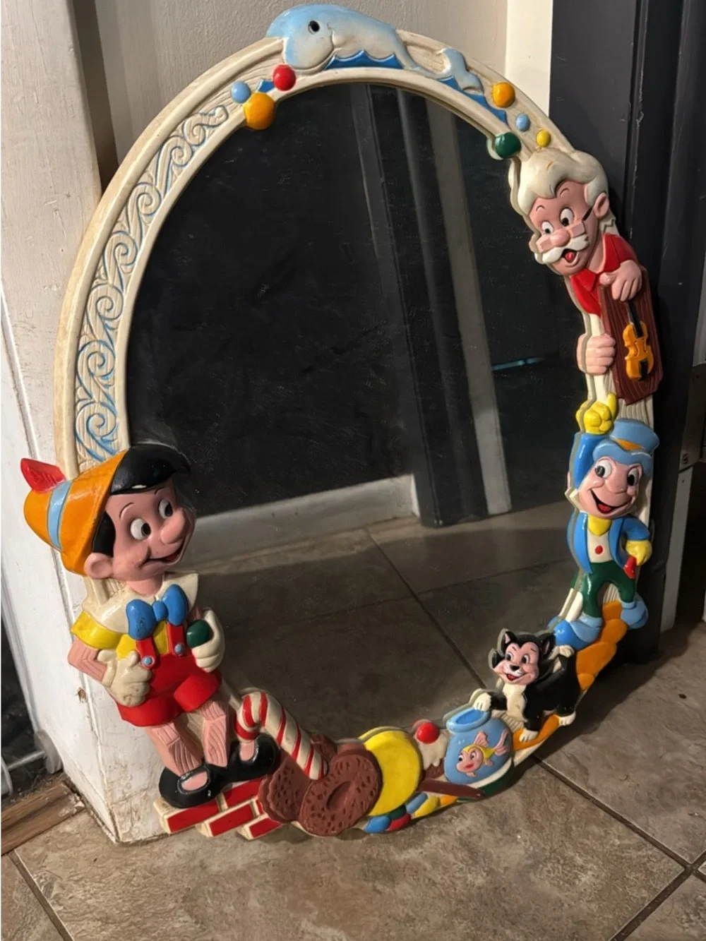 Pinocchio Themed Decorative Mirror - Colorful Resin Frame